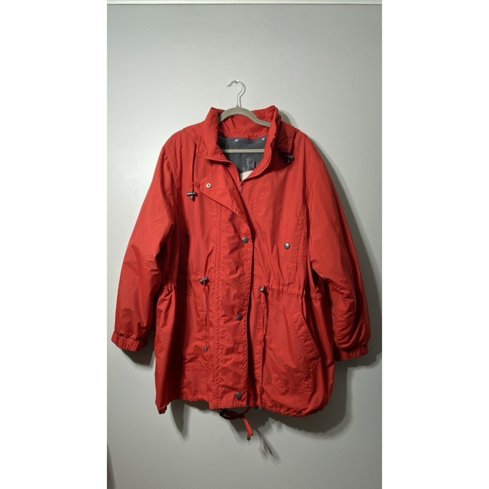 Woman Within Plus Size 3X Fleece-Lined Taslon Anorak Jacket Removable Hood